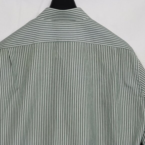 1901 Mens Dress Shirt 17 34-35 Athletic Fit Long Sleeve Cotton Striped Green - Picture 10 of 15